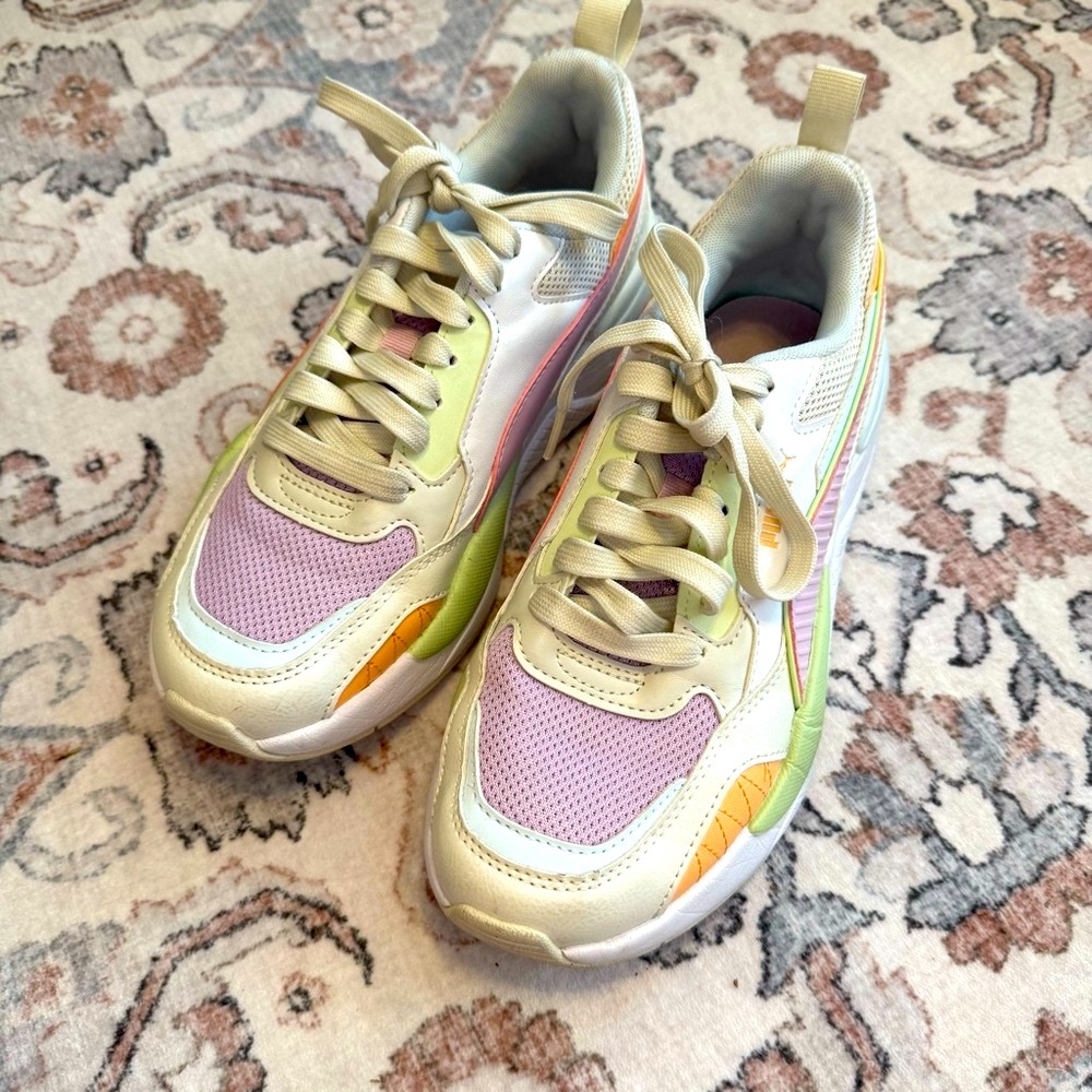 PUMA X-Ray 2 Square Trainers Size 7 Gray Grape White Peach Fizz